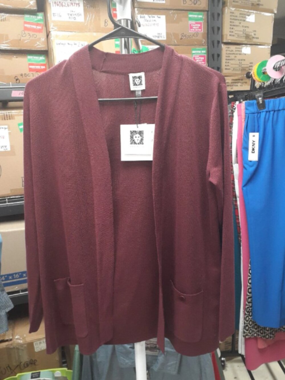 Ladies Burgundy Wine Knit Sweater Cardigan Anne Klein Size XXS ORG $89 NWT (R1)